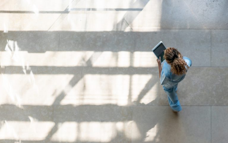 a nurse walking