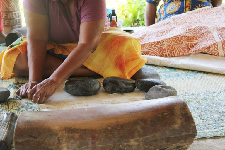 Samoan woman at work