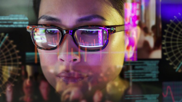 researcher looking at computer screen