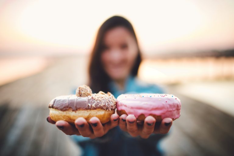 offering two doughnuts