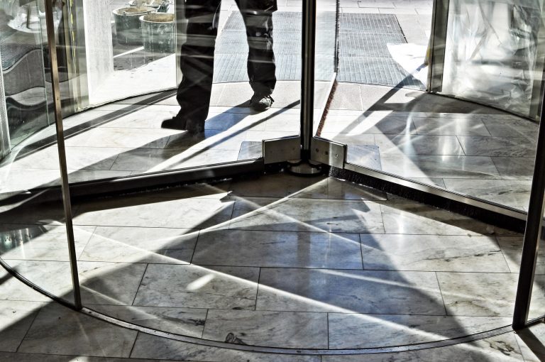 walking through a revolving door