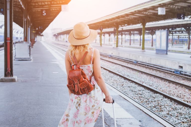 woman waiting for train