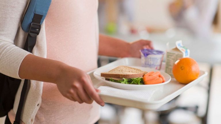 carrying lunch tray