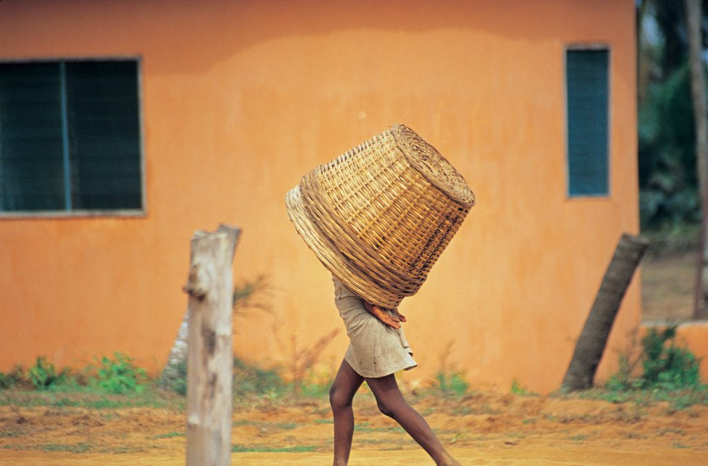 child carrying basket