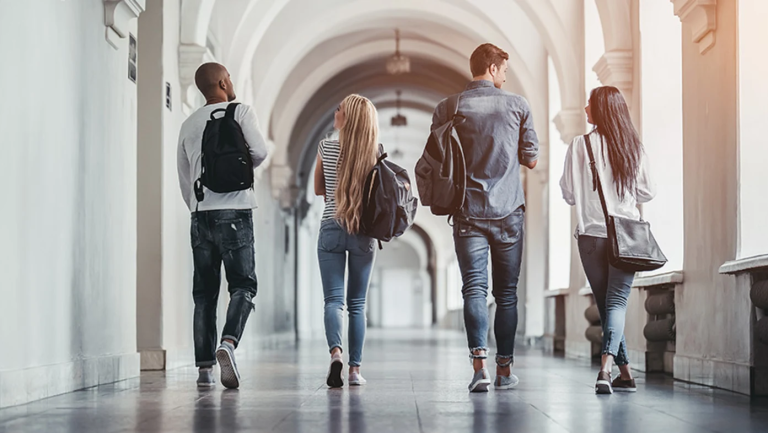 college students walking